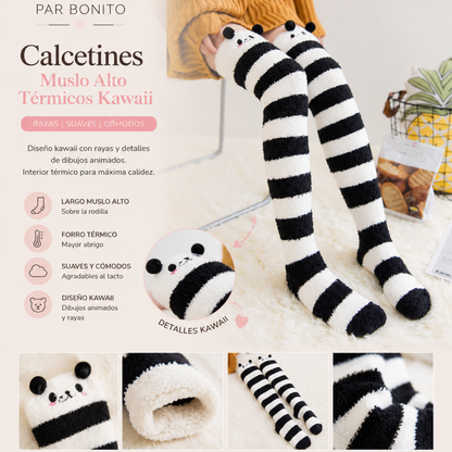 CALCETINES KAWAII  MUSLO ALTO TÉRMICOS – RAYAS PAR BONITO