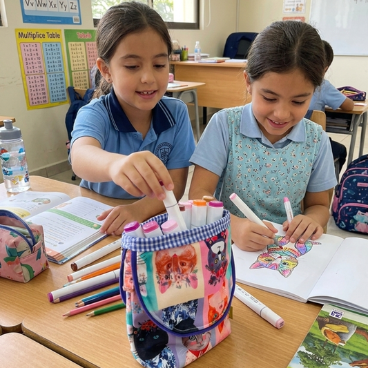 Estuche para Lápices de Tela Hecho a Mano | Organizador Escolar Artesanal