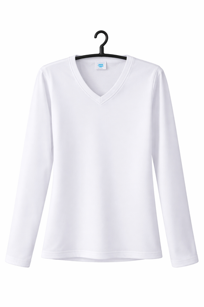Camiseta Niña Blanca Manga larga - Algodón Nacional
