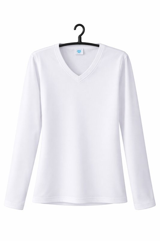 Camiseta Niña Blanca Manga larga - Algodón Nacional