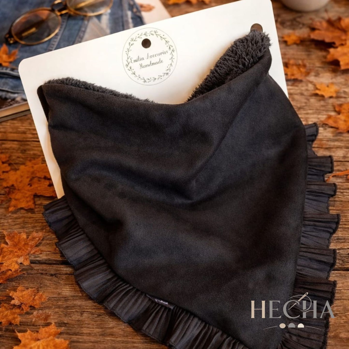 Bandana hecha a mano con interior Sherpa | Cuello abrigado efecto gamuza