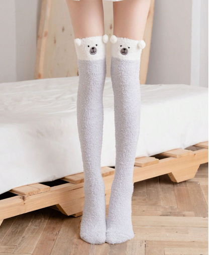CALCETINES KAWAII  MUSLO ALTO TÉRMICOS – RAYAS PAR BONITO
