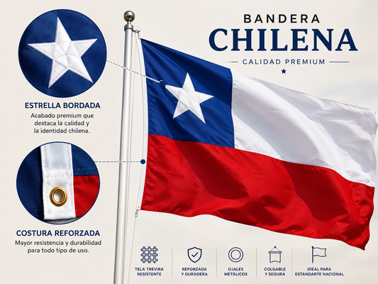 Bandera Chilena con Estrella Bordada