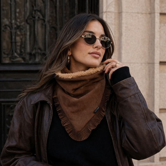 Bandana hecha a mano con interior Sherpa | Cuello abrigado efecto gamuza