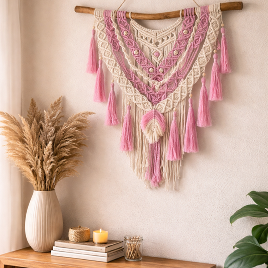 Tapiz de Macramé Culle  50x62 cm Hecho a Mano – Decoración Boho en Algodón
