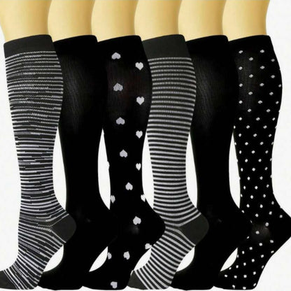 Calcetines Compresivos Largos Mujer | Minimalistas Blanco y Negro