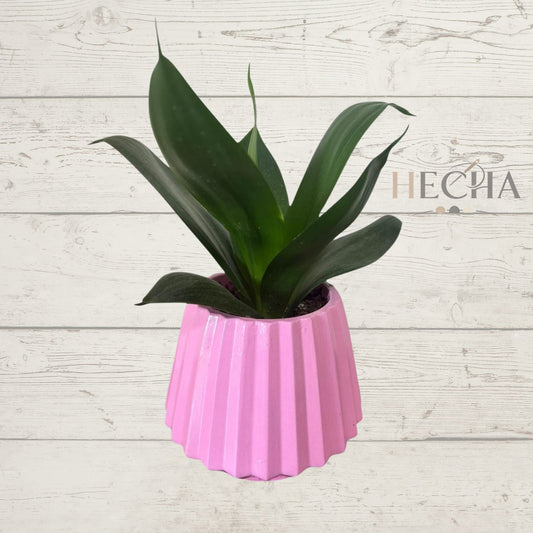 Maceta Diamante Rosa de Concreto 12x11 Hecha a Mano