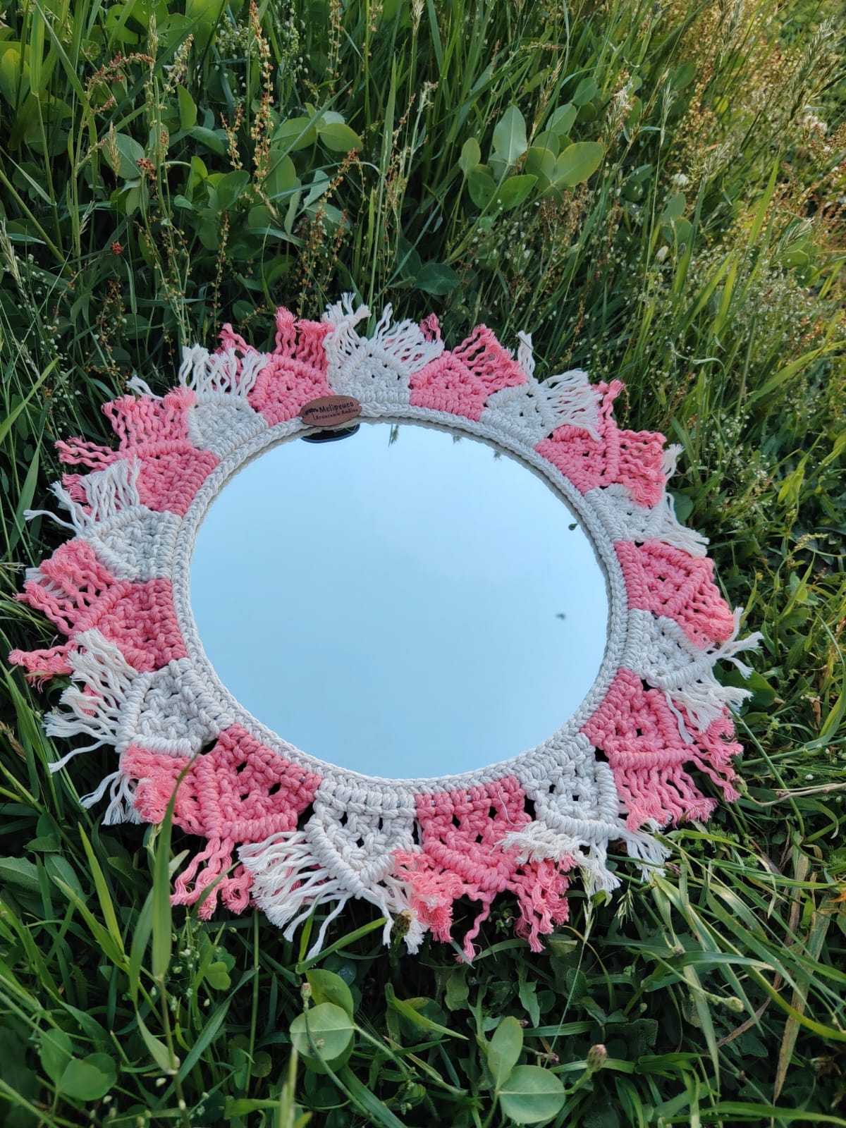 Espejo Circular en Macramé Hecho a Mano – Decoración Boho en Algodón
