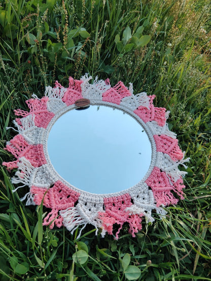 Espejo Circular en Macramé Hecho a Mano – Decoración Boho en Algodón