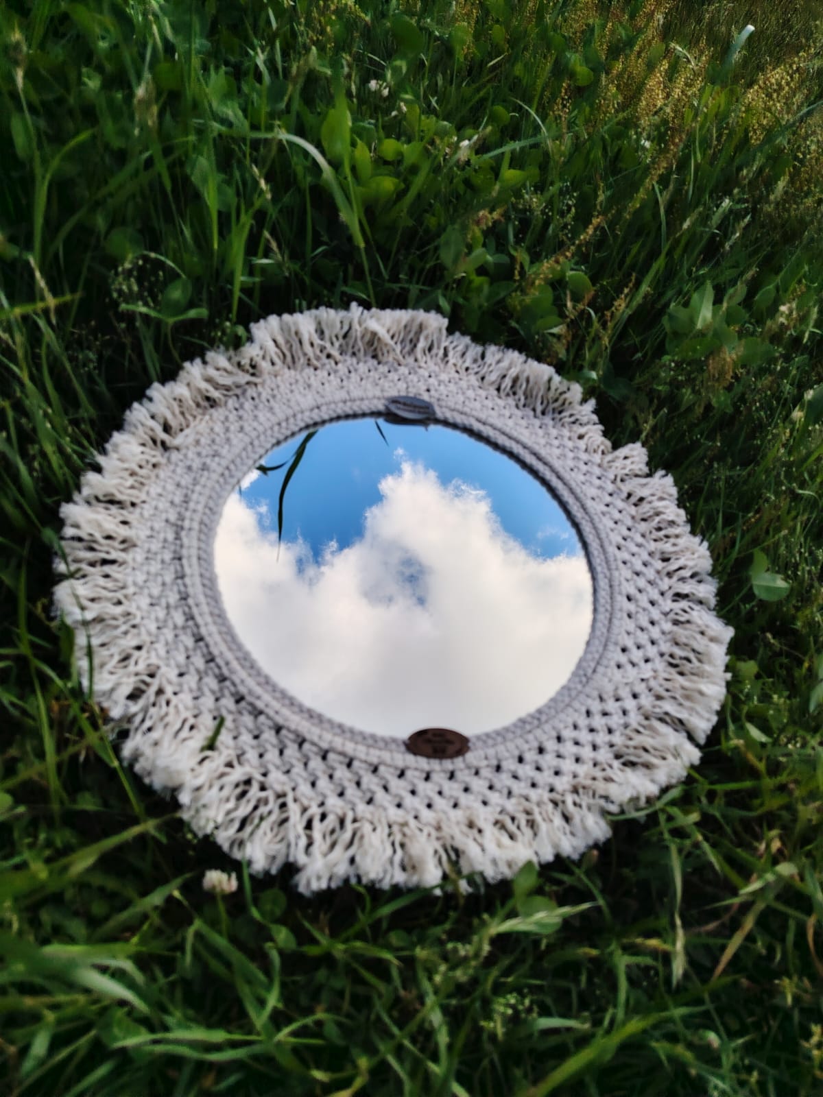 Espejo Circular en Macramé Hecho a Mano – Decoración Boho en Algodón