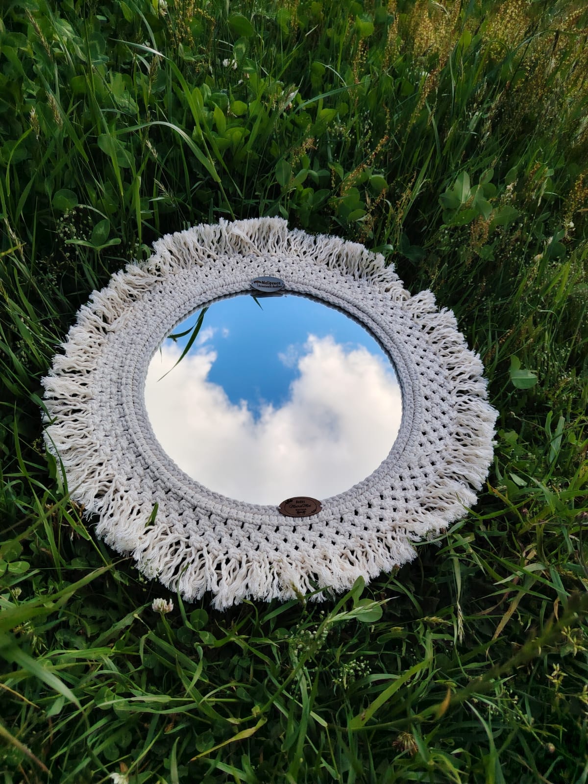 Espejo Circular en Macramé Hecho a Mano – Decoración Boho en Algodón
