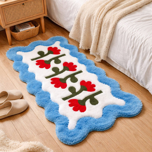 Tapete Decorativo Flores Rojas 62x34,5 cm Hecho a mano